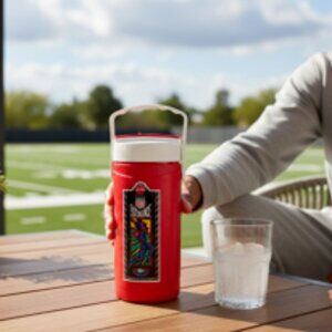 Vintage 1996 Coca-cola NFL Collab Thermos Drink Bottle Insulated With Drink Lid